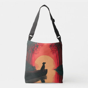 Minimalistisch Sunset Black Labrador Hund Tragetaschen Mit Langen Trägern