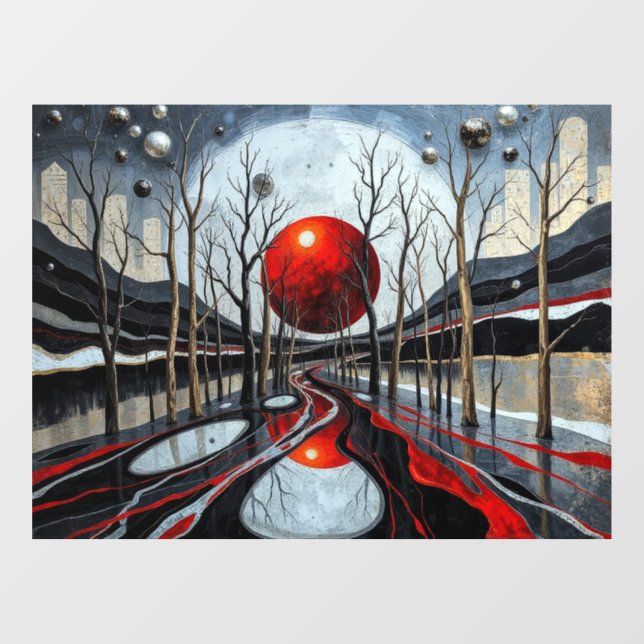 Minimalistisch Sunset Landsart Fensteraufkleber (Blatt)