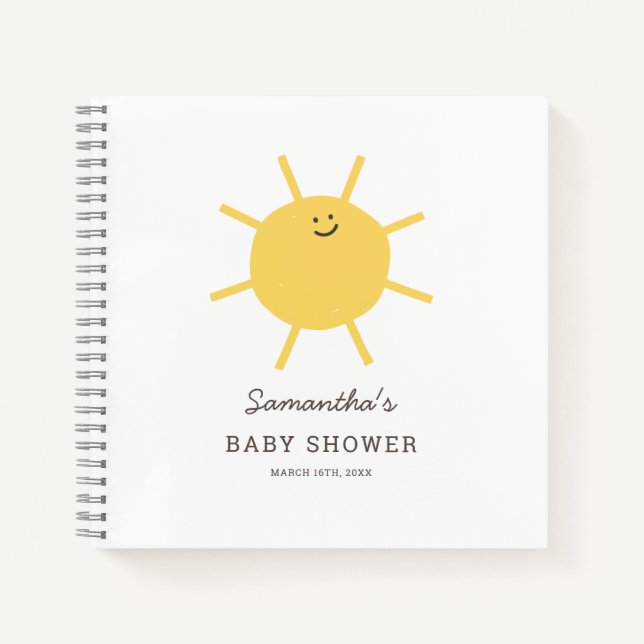 Minimalistisch Sunshine Baby Showbook Notizbuch (Vorderseite)