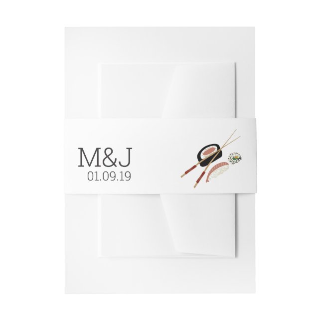 Minimalistisch Sushi Roll Chopsticks Asian Wedding Einladungsbanderole (Vorderseite Beispiel)