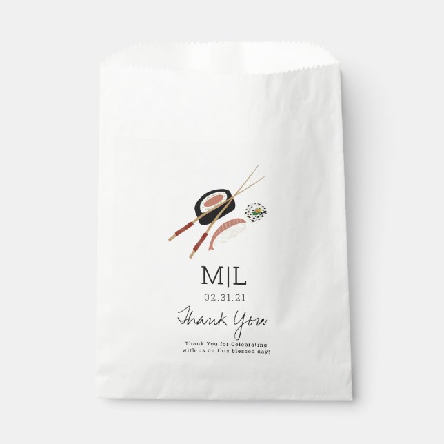 Minimalistisch Sushi Rolls Chopsticks Geschenktütchen (Vorderseite)