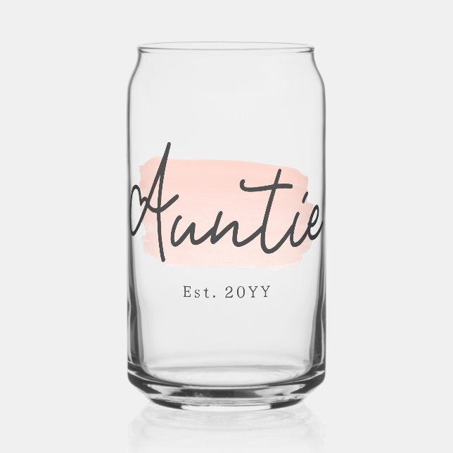 Minimalistisch Tante Baby Pink Pinselstrich Pinsel Dosenglas (Vorderseite)