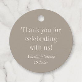 Minimalistisch Taupe Brown Elegant Wedding Vielen  Geschenkanhänger