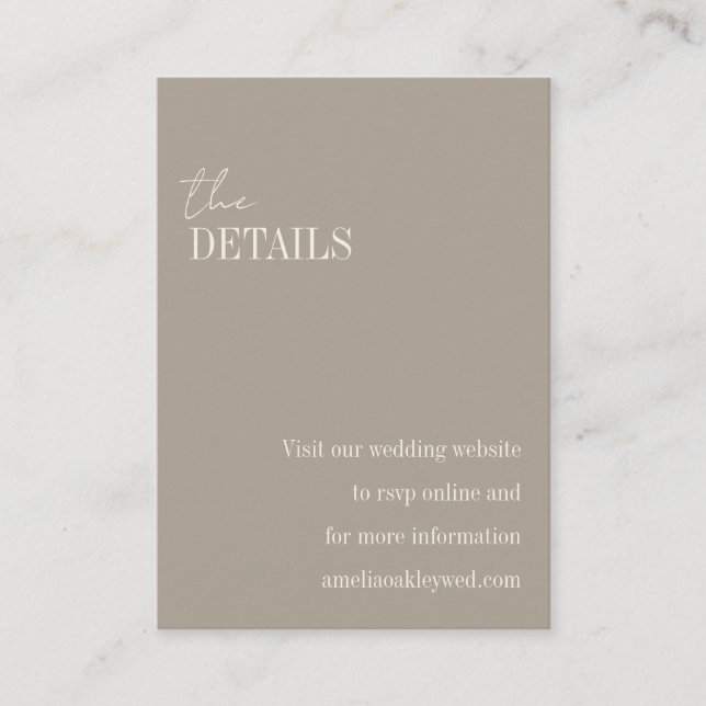 Minimalistisch Taupe Brown Elegante Chic Wedding R Begleitkarte (Vorderseite)