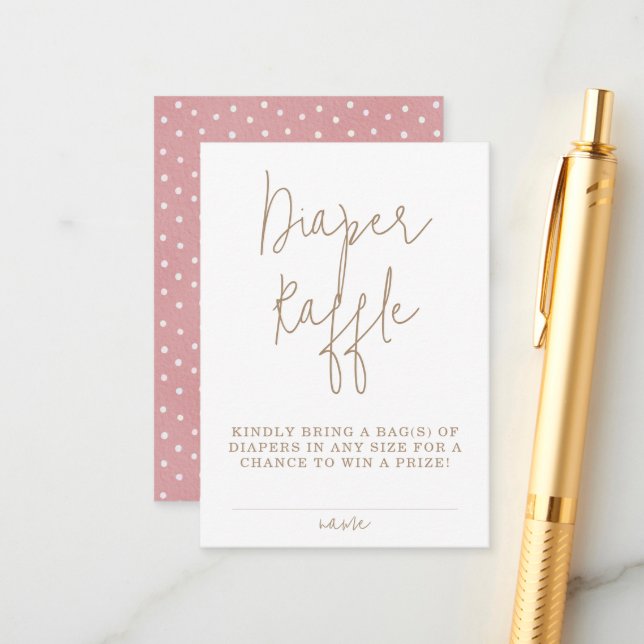 Minimalistisch Teddy Bear Diaper Raffle Baby Dusch Begleitkarte (Vorderseite/Rückseite Beispiel)