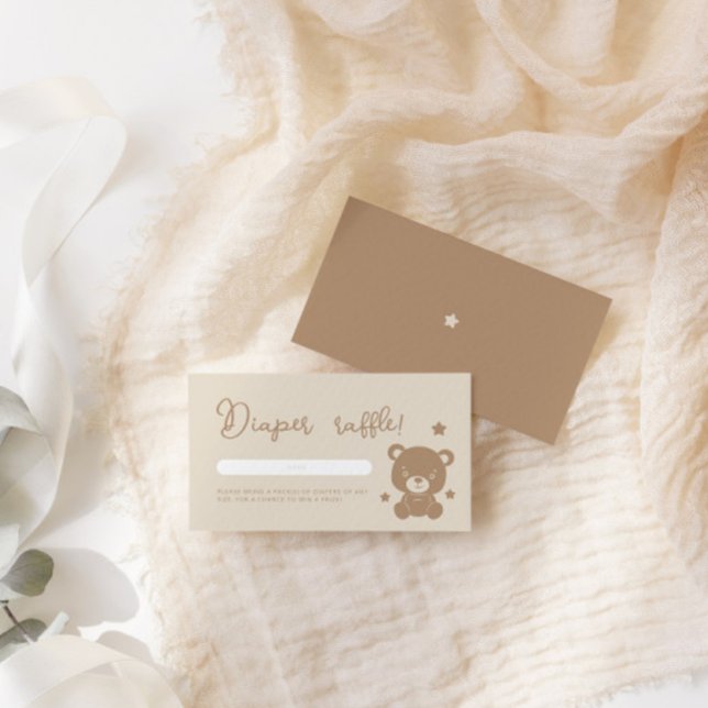 Minimalistisch Teddy Bear Diaper Raffle Baby Dusch Begleitkarte (Von Creator hochgeladen)