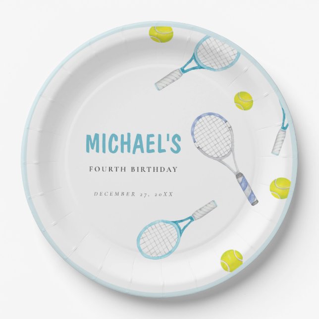 Minimalistisch Tennis Birthday Paper Teller (Vorderseite)