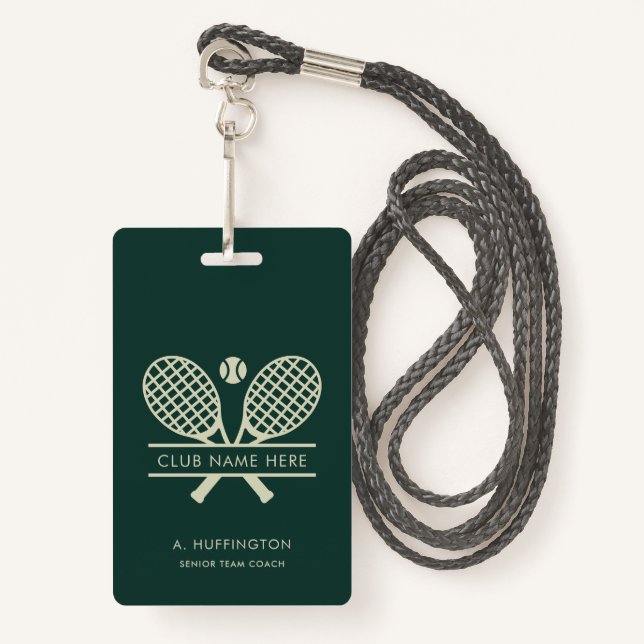 Minimalistisch Tennis Club Name Mitarbeiter ID Cus Ausweis (Vorderseite mit Schlüsselband)