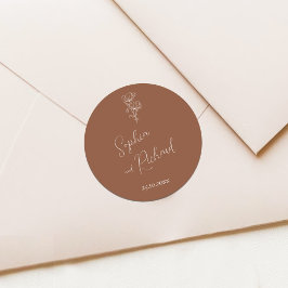 Minimalistisch Terracotta Boho Botanicals Hochzeit Runder Aufkleber