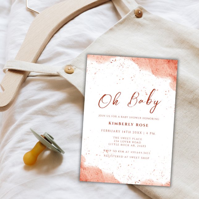 Minimalistisch Terracotta Boho Desert Baby Dusche Einladung (Minimalist Terracotta Boho Desert Baby Shower Invitation)