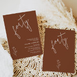 Minimalistisch Terracotta Boho Motif 40. Geburtsta Einladung<br><div class="desc">Minimalistische Terracotta Boho Motif 40. Geburtstag Einladung Einfach,  modern und minimalistisch im Stil,  Terrakotta gefärbt 40. Geburtstag Einladung mit einem herausnehmbaren gezeichnet Blattmotiv.</div>