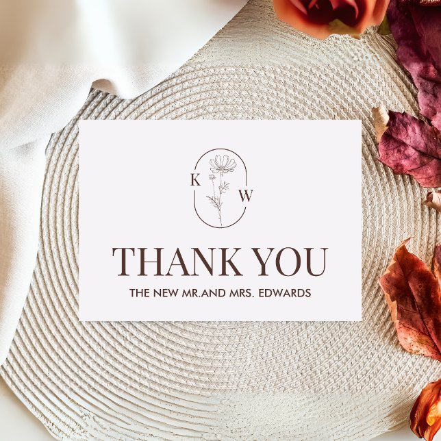 Minimalistisch Terracotta Boho Wedding Dankeskarte (Minimalist Boho Terracotta Wedding Thank you Card)