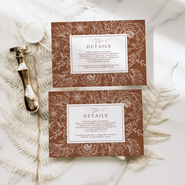 Minimalistisch Terracotta Botanische Hochzeiten De Begleitkarte (Von Creator hochgeladen)