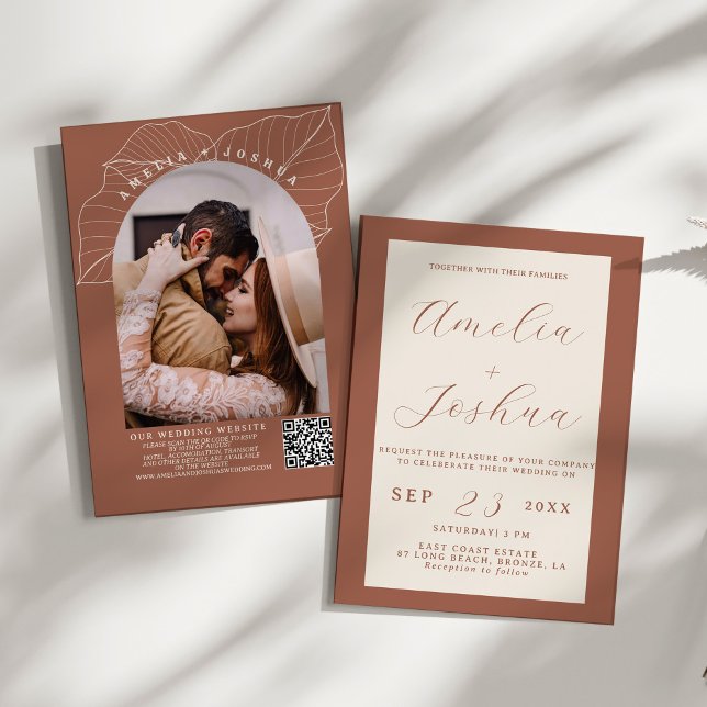 Minimalistisch Terracotta Burnt Orange Boho Einladung (Von Creator hochgeladen)