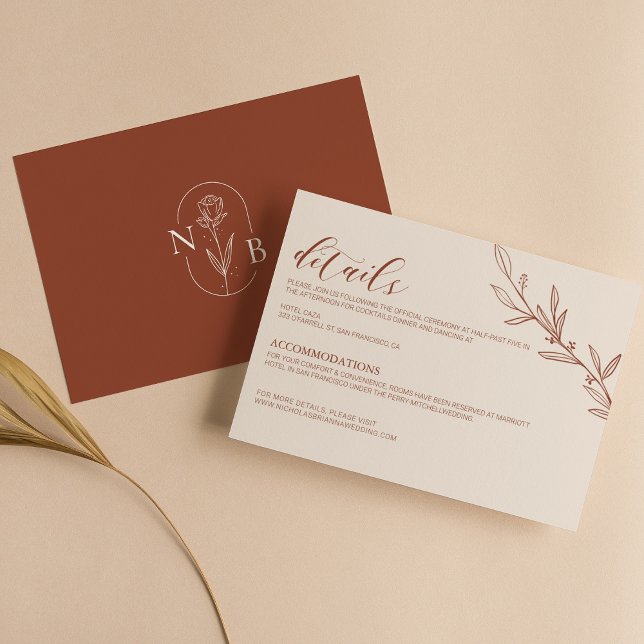 Minimalistisch Terracotta Burnt Orange Boho Weddin Begleitkarte (Von Creator hochgeladen)