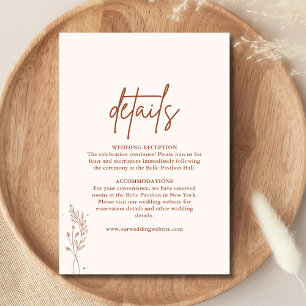 Minimalistisch Terracotta Burnt Orange Boho Weddin Begleitkarte