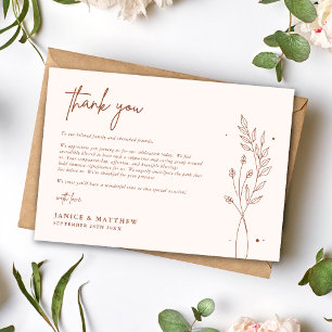 Minimalistisch Terracotta Burnt Orange Boho Weddin Dankeskarte