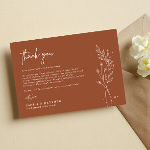 Minimalistisch Terracotta Burnt Orange Boho Weddin Dankeskarte