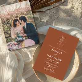 Minimalistisch Terracotta Burnt Orange Boho Weddin Einladung