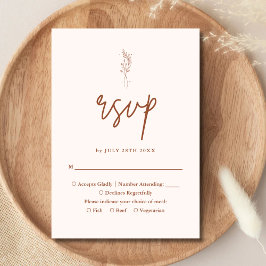 Minimalistisch Terracotta Burnt Orange Boho Weddin RSVP Karte