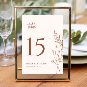 Minimalistisch Terracotta Burnt Orange Boho Weddin Tischnummer