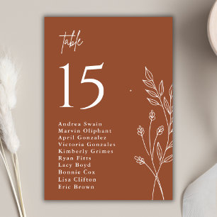 Minimalistisch Terracotta Burnt Orange Boho Weddin Tischnummer