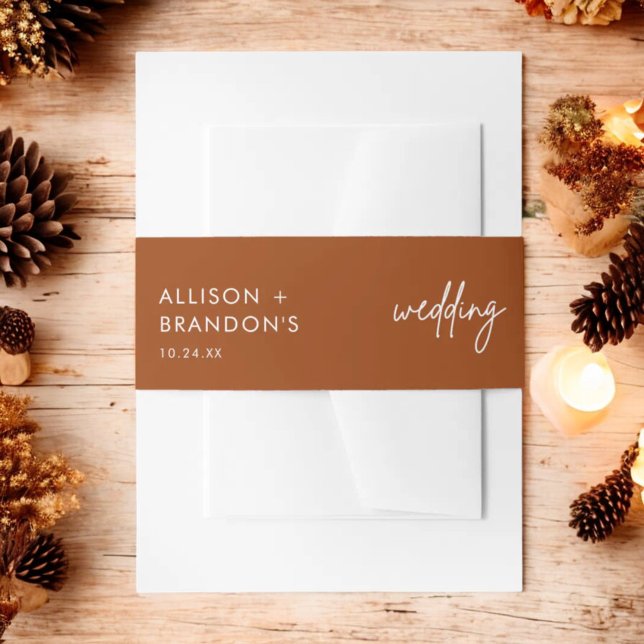 Minimalistisch Terracotta Burnt Orange Wedding Nam Einladungsbanderole (Von Creator hochgeladen)