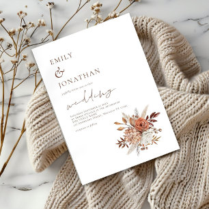 Minimalistisch Terracotta Florals Wedding Einladung
