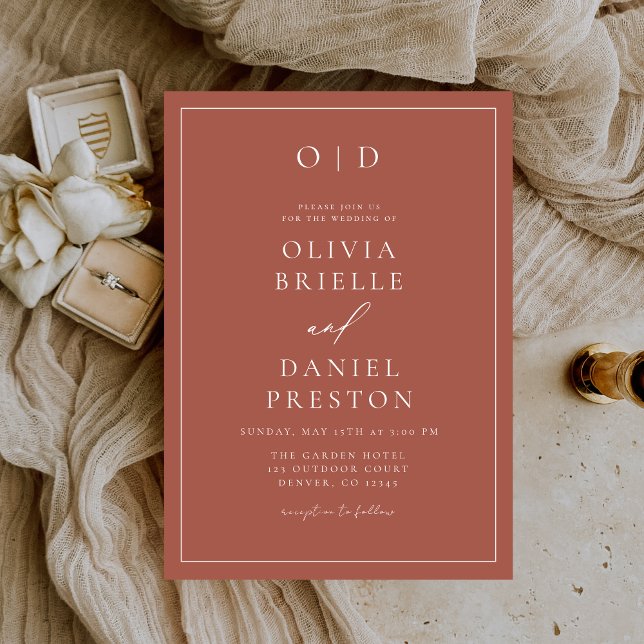 Minimalistisch Terracotta Moderne Kalligraphie Hoc Einladung (Von Creator hochgeladen)