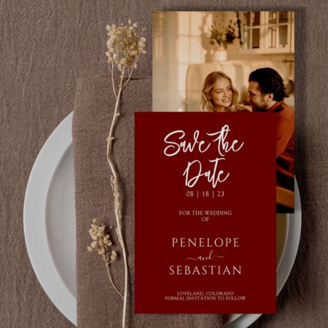 Minimalistisch Terracotta Modernes Boho Foto Hochz Save The Date (Von Creator hochgeladen)