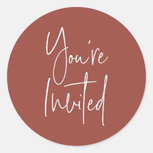 Minimalistisch Terracotta Sie sind eingeladen Umsc Runder Aufkleber