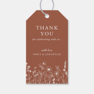 Minimalistisch Terracotta Wildblume Wedding Danke Geschenkanhänger