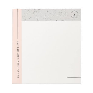 Minimalistisch Terrazzo Monogram Notepad - Grau Notizblock