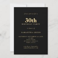 Minimalistisch Text Black Gold 30. Geburtstag Part