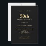 Minimalistisch Text Black Gold 50. Geburtstagspart Einladung<br><div class="desc">Minimalistisch Text Black Gold 50. Geburtstagsparty. Vollständig anpassbar. Personalisieren Sie den Text einfach und ändern Sie Schriftart- und Hintergrundfarben,  wenn Sie es wünschen.</div>