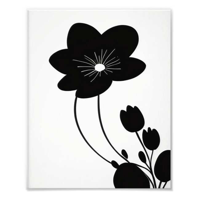 Minimalistisch-Tinte-Blume Blumengestapel Fotodruck (Vorne)
