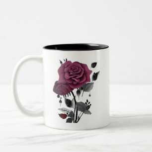 Minimalistisch-Tinte-Rose Abstraktes Blumendesign Zweifarbige Tasse