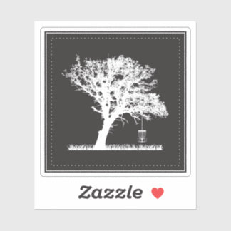 Minimalistisch Tree Basket Disk Golf Sticker