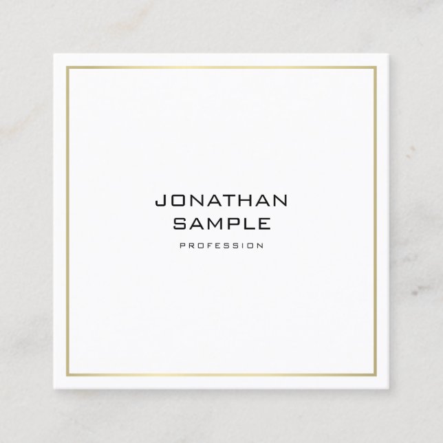 Minimalistisch trendy Beruflich Elegante Gold Look Quadratische Visitenkarte (Vorderseite)