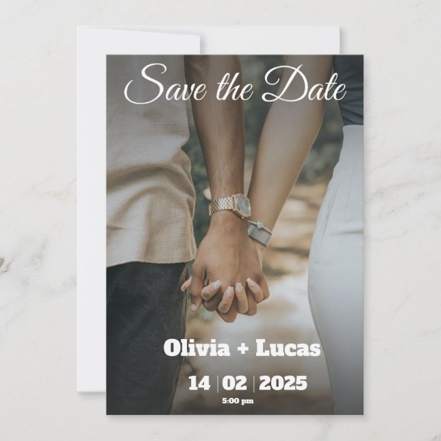 Minimalistisch Trendy Foto Save the Date Card Einl Einladung (Vorderseite)