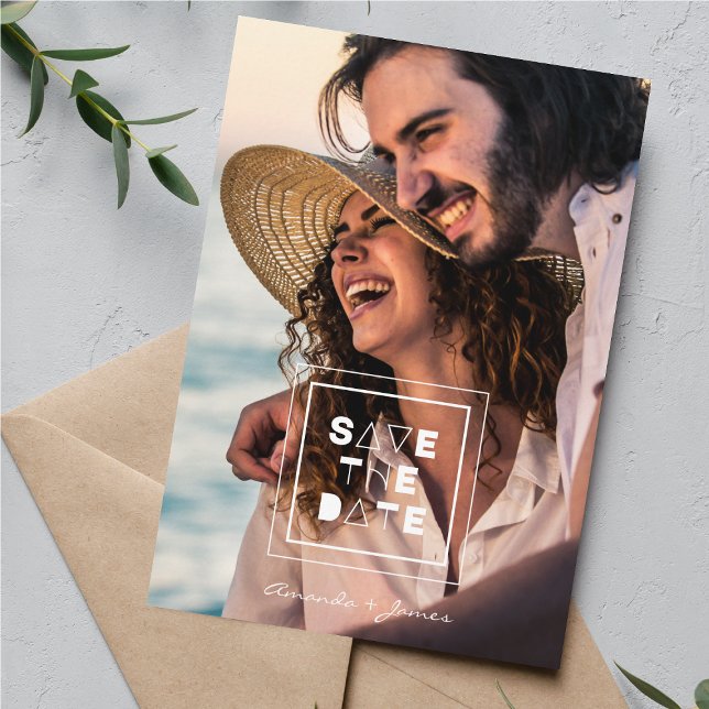 Minimalistisch Trendy Romantic Foto Couple Save The Date (Von Creator hochgeladen)