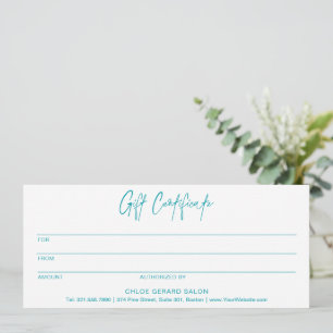 Minimalistisch Türkis Aqua Modernes Geschenkgutsch