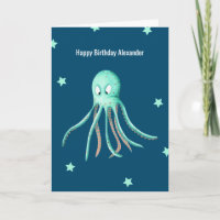 Minimalistisch Türkis Octopus Personalisiert Gebur