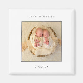 Minimalistisch Twins Foto Geburtsankündigung Magnet