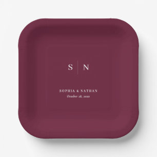 Minimalistisch und Chic Burgunderrote Hochzeit Pappteller