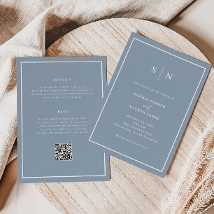 Minimalistisch und chic Dusty Blue All-in-One-Ho Einladung