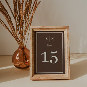 Minimalistisch und Chic   Neutrale Braune Hochzeit Tischnummer
