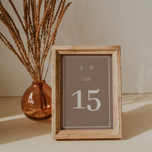 Minimalistisch und Chic Neutrale Braut-Taupe-Hoc Tischnummer