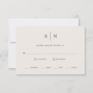 Minimalistisch und chic Neutrale warme weiße Mah RSVP Karte