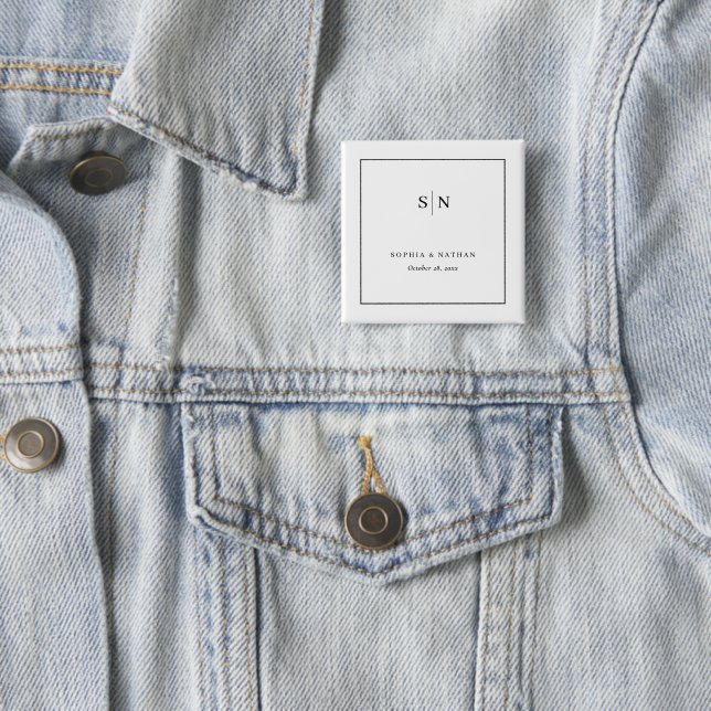 Minimalistisch und Chic | Weiße und schwarze Hochz Button (Beispiel)